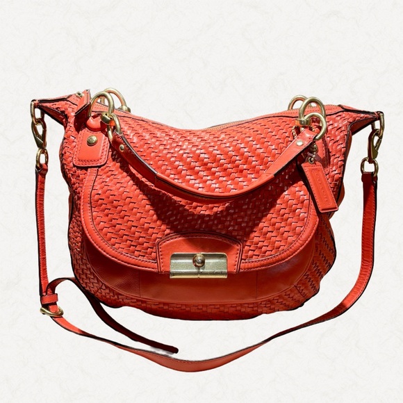 Coach Orange Woven Shoulder Bag.  VGC. - Picture 2 of 11
